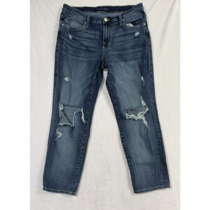 Rock & Republic Indee Boyfriend Jeans Womens 12 Blue Denim Distressed Mid Rise